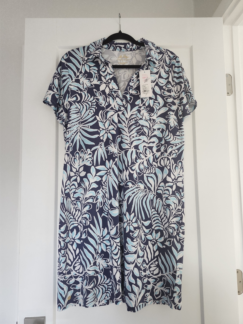 Lilly Pulitzer Dune UPF 50+ Dress NWT L Sapphire Pool Summer Shorelines